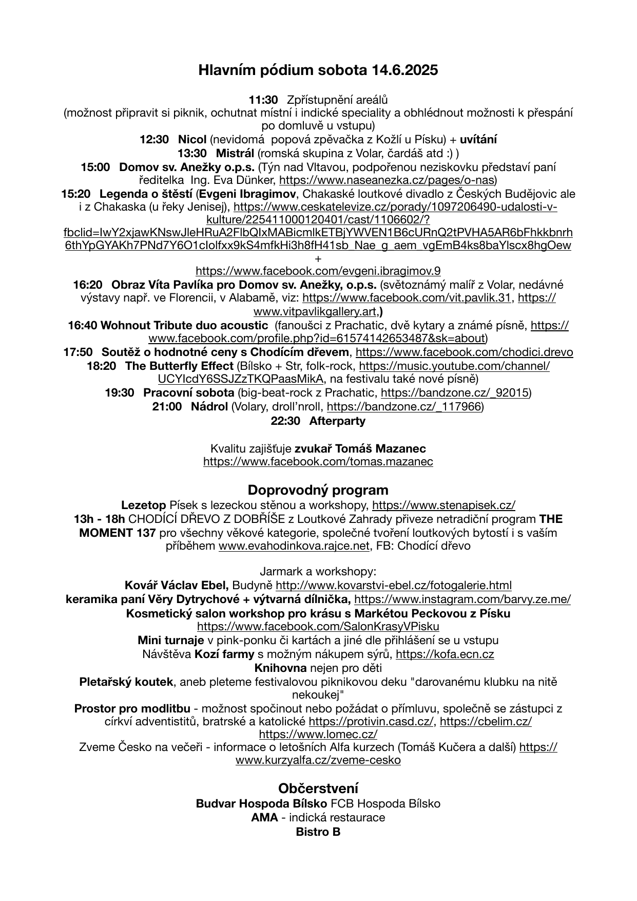 Program festivalu Bílsko 2025